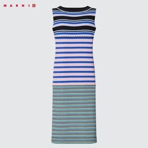 New Marni Uniqlo Women's Blue and Black Sleeveless Dress. NWT